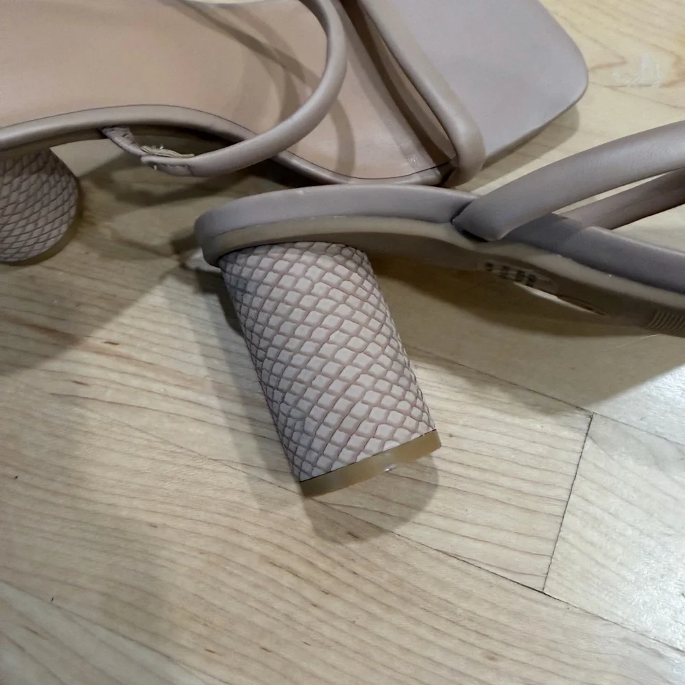 a new day Beige Double-Strap Block Heel Sandals